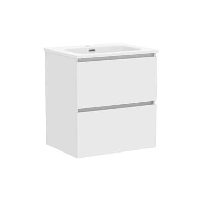 Baikal Badmöbel Klay, montiert, 2 Schubladen mit Waschbecken, Badezimmerschrank, Keramikwaschbecken, 60 cm, Weiß Baikal Badmöbel Klay, montiert, 2 Schubladen mit Waschbecken, Badezimmerschrank, Keramikwaschbecken, 60 cm, Weiß