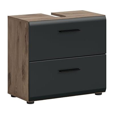 xonox.home – Waschbeckenunterschrank Ice 60x54x60 cm in Korpus Nox Oak Nachbildung und Front schwarz matt – Moderner Badschrank Unterschrank für Waschbecken – warm & natürlich xonox.home – Waschbeckenunterschrank Ice 60x54x60 cm in Korpus Nox Oak Nachbildung und Front schwarz matt – Moderner Badschrank Unterschrank für Waschbecken – warm & natürlich