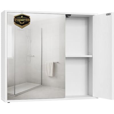 SONGMICS HOME Spiegelschrank, Badezimmerschrank, superschnelle werkzeuglose Montage, Toolless-Technologie, Badspiegel, verstellbare Ablagen, modern, 15 x 60 x 55 cm, schneeweiß BBC114WE01 SONGMICS HOME Spiegelschrank, Badezimmerschrank, superschnelle werkzeuglose Montage, Toolless-Technologie, Badspiegel, verstellbare Ablagen, modern, 15 x 60 x 55 cm, schneeweiß BBC114WE01