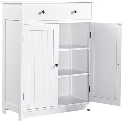 Yaheetech Badschrank Küchenschrank Kommode Aufbewahrungsschrank mit Schublade und Doppeltür Badezimmer 60 x 30 x 80 cm LBH Weiß Yaheetech Badschrank Küchenschrank Kommode Aufbewahrungsschrank mit Schublade und Doppeltür Badezimmer 60 x 30 x 80 cm LBH Weiß