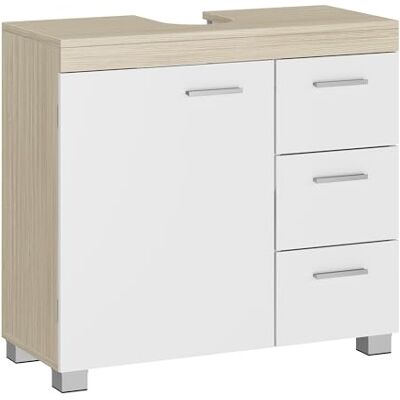 VASAGLE Waschbeckenunterschrank, Badezimmerschrank, 3 große Schubladen, 30 x 70 x 64 cm, Badschrank, 2 Fächer hinter der Tür, Badezimmer-Unterschrank mit Füßen, wolkenweiß-naturbeige BBK503K01V1 VASAGLE Waschbeckenunterschrank, Badezimmerschrank, 3 große Schubladen, 30 x 70 x 64 cm, Badschrank, 2 Fächer hinter der Tür, Badezimmer-Unterschrank mit Füßen, wolkenweiß-naturbeige BBK503K01V1