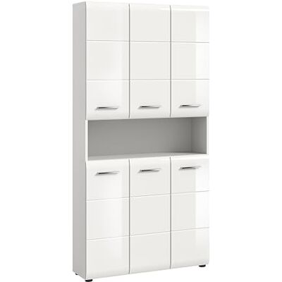 xonox.home – Mehrzweckschrank Ice 90x185x30 cm in Korpus weiß Nachbildung und Front weiß Hochglanz – weißer Badschrank Hochschrank breit – modern & platzsparend xonox.home – Mehrzweckschrank Ice 90x185x30 cm in Korpus weiß Nachbildung und Front weiß Hochglanz – weißer Badschrank Hochschrank breit – modern & platzsparend