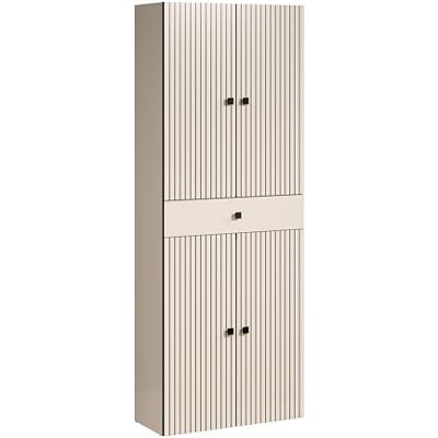 trendteam smart living PureBliss Hochschrank breit Kashmir Hellgrau Rillenoptik 1 Schublade 4 Einlegeböden 70 x 186 x 31 cm Badschrank mit edlen Metallgriffen trendteam smart living PureBliss Hochschrank breit Kashmir Hellgrau Rillenoptik 1 Schublade 4 Einlegeböden 70 x 186 x 31 cm Badschrank mit edlen Metallgriffen