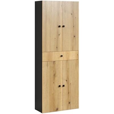trendteam smart living PureBliss Hochschrank breit Anthrazit/Evoke Eiche Rillenoptik 1 Schublade 4 Einlegeböden (BxHxT) 70 x 186 x 31 cm Badschrank mit edlen Metallgriffen trendteam smart living PureBliss Hochschrank breit Anthrazit/Evoke Eiche Rillenoptik 1 Schublade 4 Einlegeböden (BxHxT) 70 x 186 x 31 cm Badschrank mit edlen Metallgriffen
