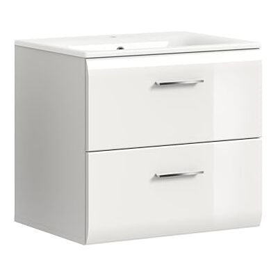 xonox.home – Waschtisch Ice 60x55x46 cm inkl. Waschbecken in Korpus weiß Nachbildung und Front weiß Hochglanz – Waschplatz in Weiß – platzsparend & schick xonox.home – Waschtisch Ice 60x55x46 cm inkl. Waschbecken in Korpus weiß Nachbildung und Front weiß Hochglanz – Waschplatz in Weiß – platzsparend & schick
