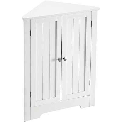 VASAGLE Eckschrank, Badezimmerschrank, mit Türen, verstellbare Ablage, für Badezimmer, Küche, Wohnzimmer, modern, Landhausstil, wolkenweiß BBC844P31 VASAGLE Eckschrank, Badezimmerschrank, mit Türen, verstellbare Ablage, für Badezimmer, Küche, Wohnzimmer, modern, Landhausstil, wolkenweiß BBC844P31