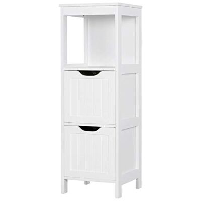 Yaheetech Badschrank, Badkommode, lackiertes Badregal weiß, Badezimmer Schrank mit abnehmbaren Schubladen, Nachtkommode, Eckkommode, 30x30x89cm LBH Yaheetech Badschrank, Badkommode, lackiertes Badregal weiß, Badezimmer Schrank mit abnehmbaren Schubladen, Nachtkommode, Eckkommode, 30x30x89cm LBH