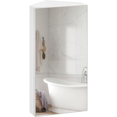 TUKAILAI Spiegelschrank Bad, Badschrank mit Spiegel mit 2 Regalebenen, Eckspiegel Badezimmerschrank, Badezimmerspiegel mit Türen, Spiegelschrank Bad mit Ablagen, Weiß TUKAILAI Spiegelschrank Bad, Badschrank mit Spiegel mit 2 Regalebenen, Eckspiegel Badezimmerschrank, Badezimmerspiegel mit Türen, Spiegelschrank Bad mit Ablagen, Weiß