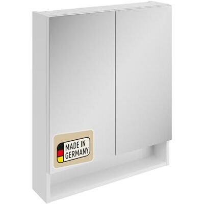 Probus Basic Spiegelschrank 60 cm – Moderner Spiegelschrank in Weiß mit offenem Fach und viel Stauraum – Made in Germany Probus Basic Spiegelschrank 60 cm – Moderner Spiegelschrank in Weiß mit offenem Fach und viel Stauraum – Made in Germany