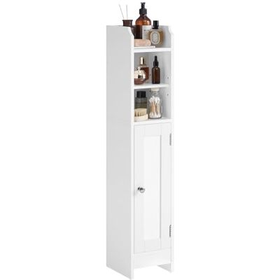 VASAGLE Badezimmerschrank klein, Badschrank schmal, stehend, mit Tür und Regal, Kleiner Schrank für Toilettenpapier, Toilettenschrank, verstellbare Ablagen, 20 x 18 x 92 cm,wolkenweiß BBC311W01 VASAGLE Badezimmerschrank klein, Badschrank schmal, stehend, mit Tür und Regal, Kleiner Schrank für Toilettenpapier, Toilettenschrank, verstellbare Ablagen, 20 x 18 x 92 cm,wolkenweiß BBC311W01