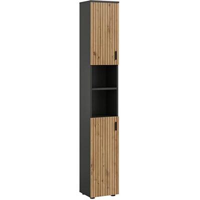 xonox.home – Badschrank Mone 30x192x30 cm in Korpus Basalt Nachbildung und Front Artisan Oak Nachbildung – holzfarbener Badschrank Hochschrank für Badezimmer – modern & platzsparend xonox.home – Badschrank Mone 30x192x30 cm in Korpus Basalt Nachbildung und Front Artisan Oak Nachbildung – holzfarbener Badschrank Hochschrank für Badezimmer – modern & platzsparend