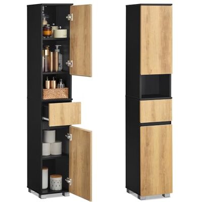 VASAGLE Badezimmerschrank, mit Einer Schublade, 30 x 30 x 170,2 cm VASAGLE Badezimmerschrank, mit Einer Schublade, 30 x 30 x 170,2 cm