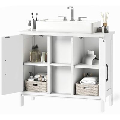YITAHOME 70cm Waschbeckenunterschrank, Standwaschbecken Schrank mit 2 Türen, Waschtisch mit Ablage, Waschbeckenunterschrank mit U-Ausschnitt, Weiß YITAHOME 70cm Waschbeckenunterschrank, Standwaschbecken Schrank mit 2 Türen, Waschtisch mit Ablage, Waschbeckenunterschrank mit U-Ausschnitt, Weiß