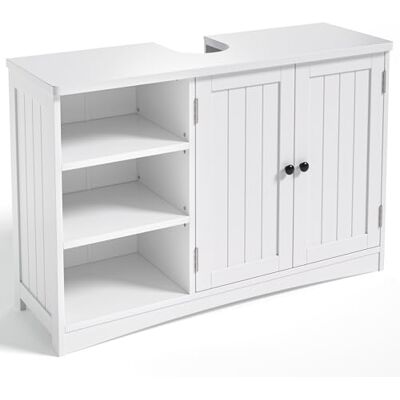 Bealife Waschbeckenunterschrank, Badezimmerschrank 90 x 30 x 60 cm, mit 2 Türen, 5 Fächern und höhenverstellbarem Einlegeboden in 3 Stufen, Magnetverschluss, viel Stauraum, wasserabweisend (Weiß) Bealife Waschbeckenunterschrank, Badezimmerschrank 90 x 30 x 60 cm, mit 2 Türen, 5 Fächern und höhenverstellbarem Einlegeboden in 3 Stufen, Magnetverschluss, viel Stauraum, wasserabweisend (Weiß)