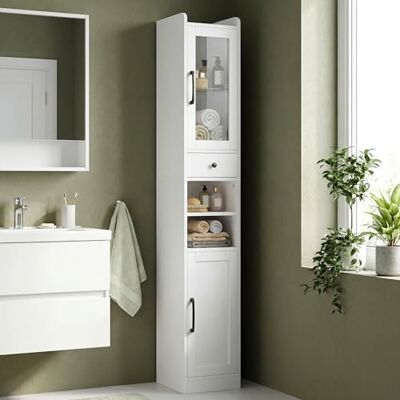 IRONCK Badezimmerschrank, Badschrank, 180 cm Hoch Schmaler Aufbewahrungsschrank mit Schublade, verstellbaren Ablagen und Toilettenpapierhalter, für Kleine Räume, Weiß, 30×30×180cm IRONCK Badezimmerschrank, Badschrank, 180 cm Hoch Schmaler Aufbewahrungsschrank mit Schublade, verstellbaren Ablagen und Toilettenpapierhalter, für Kleine Räume, Weiß, 30×30×180cm