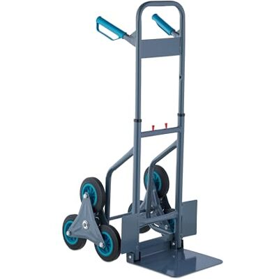 Relaxdays Treppensackkarre, klappbare Treppenkarre, bis 200 kg, Sackkarre Treppensteiger, höhenverstellbar, grau/blau Relaxdays Treppensackkarre, klappbare Treppenkarre, bis 200 kg, Sackkarre Treppensteiger, höhenverstellbar, grau/blau