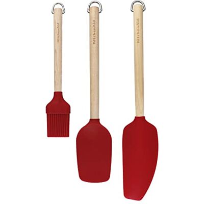 KitchenAid 3-teiliges Backset aus Birkenholz mit Backpinsel, Löffelspachtel und Mixer-Spatel, Rot KitchenAid 3-teiliges Backset aus Birkenholz mit Backpinsel, Löffelspachtel und Mixer-Spatel, Rot