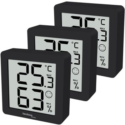 Technoline techno line WS 9425 Thermo-Hygrometer 3er Set Schwarz – Digitales Thermometer & Hygrometer für Innenräume Temperatur- und Luftfeuchtigkeitsmesser MIN/MAX Komfortanzeige Magnet & Wandhalterung Technoline techno line WS 9425 Thermo-Hygrometer 3er Set Schwarz – Digitales Thermometer & Hygrometer für Innenräume Temperatur- und Luftfeuchtigkeitsmesser MIN/MAX Komfortanzeige Magnet & Wandhalterung