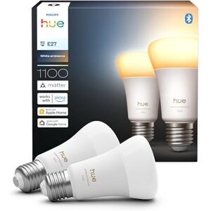 Philips Smart LED A60 Lampe, White Ambiance, LED Leuchtmittel mit E27 Fassung, 8,1W, Vollspektrumlicht 1000K-20000K, 1100 Lumen, dimmbar, smartes Licht kompatibel mit Sprachassistenten, 2er Pack Philips Smart LED A60 Lampe, White Ambiance, LED Leuchtmittel mit E27 Fassung, 8,1W, Vollspektrumlicht 1000K-20000K, 1100 Lumen, dimmbar, smartes Licht kompatibel mit Sprachassistenten, 2er Pack