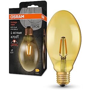 Osram Vintage 1906 Classic Oval FIL LED-Lampe, E27, ovale Form, gold, 4W, 400lm, 2400K, warmweiße Komfortlichtfarbe, sehr geringer Energieverbrauch, lange Lebensdauer