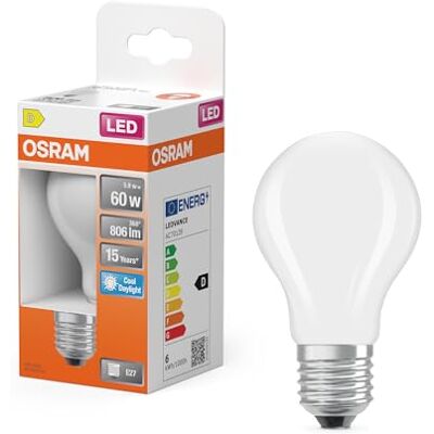 Osram LED-Lampe Star Kolbenform A60 Filament, 6500 K kaltweißes Tageslicht, 5,9 W, E27, matt, 806 lm, 15.000h, für Arbeitsplätze, Bürobeleuchtung Osram LED-Lampe Star Kolbenform A60 Filament, 6500 K kaltweißes Tageslicht, 5,9 W, E27, matt, 806 lm, 15.000h, für Arbeitsplätze, Bürobeleuchtung