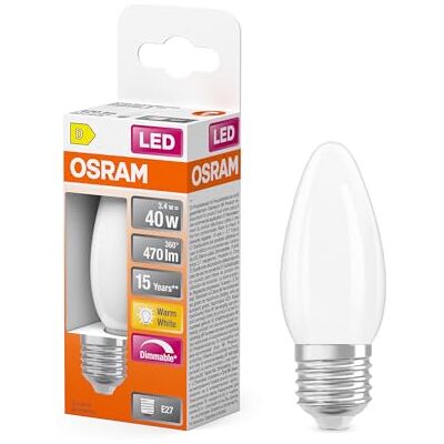 Osram LED Retrofit CLASSIC B DIM in B-Form, LED-Lampe, Glas, Matt, 3,4 W, 470 lm, 2700 K, Dimmbar, CRI 80 Osram LED Retrofit CLASSIC B DIM in B-Form, LED-Lampe, Glas, Matt, 3,4 W, 470 lm, 2700 K, Dimmbar, CRI 80