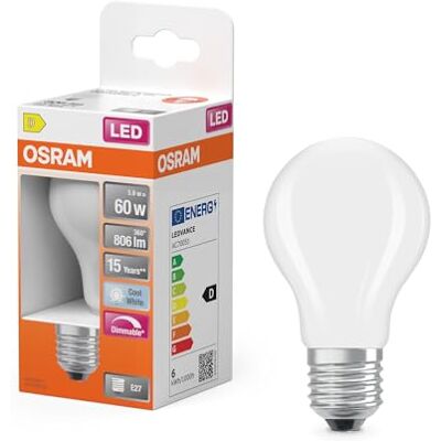 Osram LED Retrofit CLASSIC A DIM in A-Form, LED-Lampe, Glas, Matt, 5,9 W, 806 lm, 4000 K, Dimmbar, CRI 80 Osram LED Retrofit CLASSIC A DIM in A-Form, LED-Lampe, Glas, Matt, 5,9 W, 806 lm, 4000 K, Dimmbar, CRI 80