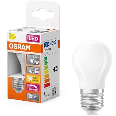 Osram LED Retrofit CLASSIC P DIM in P-Form, LED-Lampe, Glas, Matt, 3,4 W, 470 lm, 2700 K, Dimmbar, CRI 80 Osram LED Retrofit CLASSIC P DIM in P-Form, LED-Lampe, Glas, Matt, 3,4 W, 470 lm, 2700 K, Dimmbar, CRI 80