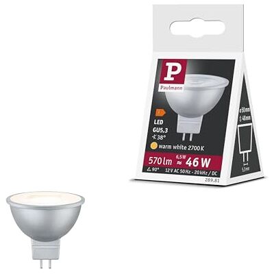 Paulmann 28981 Standard 12V LED Reflektor GU5,3 12V 6,5W 570lm 50mm Chrom Kunststoff 2700K Warmweiß Leuchtmittel Paulmann 28981 Standard 12V LED Reflektor GU5,3 12V 6,5W 570lm 50mm Chrom Kunststoff 2700K Warmweiß Leuchtmittel