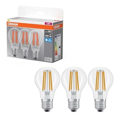 Osram LED BASE CLASSIC A in A-Form, LED-Lampe, Glas, klar, 11 W, 1521 lm, 6500 K, CRI 80 Osram LED BASE CLASSIC A in A-Form, LED-Lampe, Glas, klar, 11 W, 1521 lm, 6500 K, CRI 80