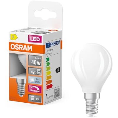 Osram LED Retrofit CLASSIC P DIM in P-Form, LED-Lampe, Glas, Matt, 3,4 W, 470 lm, 4000 K, Dimmbar, CRI 80 Osram LED Retrofit CLASSIC P DIM in P-Form, LED-Lampe, Glas, Matt, 3,4 W, 470 lm, 4000 K, Dimmbar, CRI 80