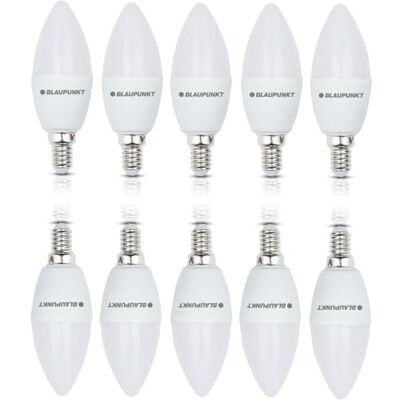 Blaupunkt Leuchtmittel E14 Led Lampe Kerzenform 7W (entspricht 50W), 595 Lumen, 4000K Neutralweiß Nicht‑Dimmbar, E14 SES Matt, Energiesparende Beleuchtung für Zuhause – 10er Pack Blaupunkt Leuchtmittel E14 Led Lampe Kerzenform 7W (entspricht 50W), 595 Lumen, 4000K Neutralweiß Nicht‑Dimmbar, E14 SES Matt, Energiesparende Beleuchtung für Zuhause – 10er Pack