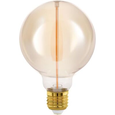 EGLO E27 LED Lampe dimmbar in Stufen, Glühbirne zum Dimmen mit Lichtschalter, Vintage Globe Leuchtmittel Amber, 2 Watt, 100 Lumen, warmweiß, 1800 K, Edison Birne G95, Ø 9,5 cm EGLO E27 LED Lampe dimmbar in Stufen, Glühbirne zum Dimmen mit Lichtschalter, Vintage Globe Leuchtmittel Amber, 2 Watt, 100 Lumen, warmweiß, 1800 K, Edison Birne G95, Ø 9,5 cm