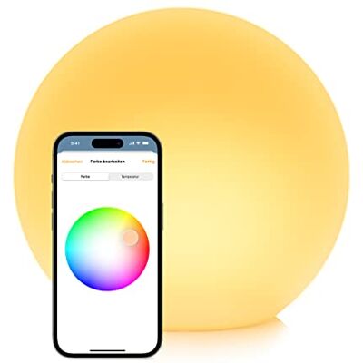 Eve Flare (Apple Home) – Tragbare smarte LED-Kugelleuchte, wasserbeständig, weißes & farbiges Licht, 90 lm, Ø 25 cm, dimmbar, keine Bridge nötig, Bluetooth & Thread, App-Steuerung Eve Flare (Apple Home) – Tragbare smarte LED-Kugelleuchte, wasserbeständig, weißes & farbiges Licht, 90 lm, Ø 25 cm, dimmbar, keine Bridge nötig, Bluetooth & Thread, App-Steuerung