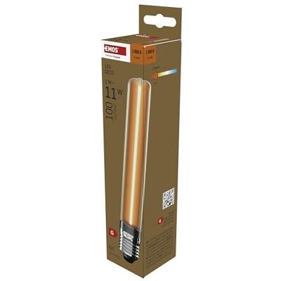 EMOS Edison LED-Lampe Vintage DECO, 2W Ersatz für 11W Glühbirne, E27 Sockel T30 Form, Helligkeit 100 lm, Warmweiß 1800 K 25000 h Lebensdauer, Abstrahlwinkel 330° Bernstein-Farbe EMOS Edison LED-Lampe Vintage DECO, 2W Ersatz für 11W Glühbirne, E27 Sockel T30 Form, Helligkeit 100 lm, Warmweiß 1800 K 25000 h Lebensdauer, Abstrahlwinkel 330° Bernstein-Farbe