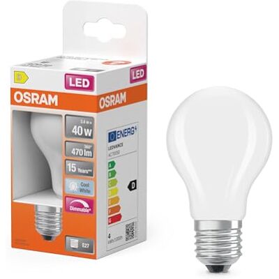 Osram LED Retrofit CLASSIC A DIM in A-Form, LED-Lampe, Glas, Matt, 3,4 W, 470 lm, 4000 K, Dimmbar, CRI 80 Osram LED Retrofit CLASSIC A DIM in A-Form, LED-Lampe, Glas, Matt, 3,4 W, 470 lm, 4000 K, Dimmbar, CRI 80