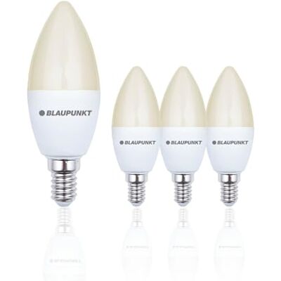 Blaupunkt Leuchtmittel E14 Led Lampe Kerze Glühbirne 7W (entspricht 50W) 595 Lumen 2700K Warmweiß Nicht‑Dimmbar E14 Schraubsockel Energiesparende Beleuchtung für Zuhause – 4er Pack Blaupunkt Leuchtmittel E14 Led Lampe Kerze Glühbirne 7W (entspricht 50W) 595 Lumen 2700K Warmweiß Nicht‑Dimmbar E14 Schraubsockel Energiesparende Beleuchtung für Zuhause – 4er Pack