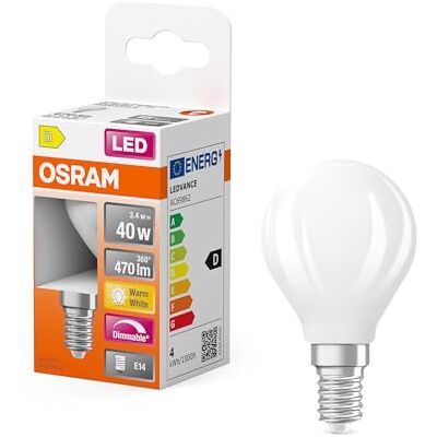 Osram LED Retrofit CLASSIC P DIM in P-Form, LED-Lampe, Glas, Matt, 3,4 W, 470 lm, 2700 K, Dimmbar, CRI 80 Osram LED Retrofit CLASSIC P DIM in P-Form, LED-Lampe, Glas, Matt, 3,4 W, 470 lm, 2700 K, Dimmbar, CRI 80