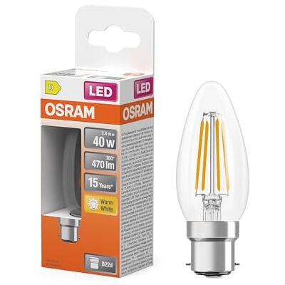 Osram LED Retrofit CLASSIC B in B-Form, LED-Lampe, Glas, klar, 3,4 W, 470 lm, 2700 K, CRI 80 Osram LED Retrofit CLASSIC B in B-Form, LED-Lampe, Glas, klar, 3,4 W, 470 lm, 2700 K, CRI 80