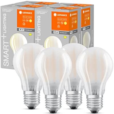 LEDVANCE Smarte LED-Lampe mit Wifi Technologie, Sockel E27, Dimmbar, Warmweiß (2700K), Birnenform, Matt, Ersatz für herkömmliche 75W-Glühbirnen, steuerbar mit Alexa, Google & App, 4er-Pack LEDVANCE Smarte LED-Lampe mit Wifi Technologie, Sockel E27, Dimmbar, Warmweiß (2700K), Birnenform, Matt, Ersatz für herkömmliche 75W-Glühbirnen, steuerbar mit Alexa, Google & App, 4er-Pack
