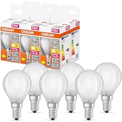 Osram SUPERSTAR+ CLASSIC P GLFR 25 LED-Lampe, E14, Miniballform, 2,2W, 300lm, 2700K, warmweißes Licht, stark reduzierter Blauanteil, geringere Augenbelastung, dimmbar, energiesparend,6-Pack Osram SUPERSTAR+ CLASSIC P GLFR 25 LED-Lampe, E14, Miniballform, 2,2W, 300lm, 2700K, warmweißes Licht, stark reduzierter Blauanteil, geringere Augenbelastung, dimmbar, energiesparend,6-Pack