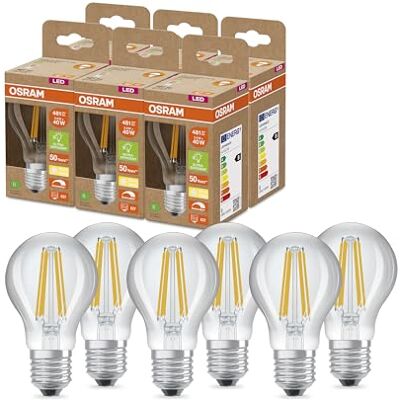 Osram SUPERSTAR+ CLASSIC P GLFR 40 LED-Lampe, E27, Kolbenform, 2,6W, 481lm, 2700K, warmweißes Licht, dimmbar, LED-Filament-Technologie, sehr geringer Energieverbrauch, Energieeffizienzklasse B,6-Pack Osram SUPERSTAR+ CLASSIC P GLFR 40 LED-Lampe, E27, Kolbenform, 2,6W, 481lm, 2700K, warmweißes Licht, dimmbar, LED-Filament-Technologie, sehr geringer Energieverbrauch, Energieeffizienzklasse B,6-Pack