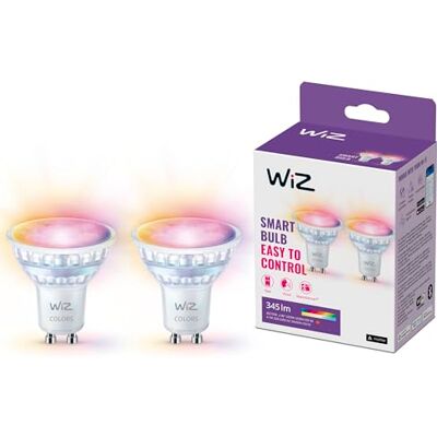 WiZ Tunable White and Color LED Spots GU10 2-er Pack (345 lm), 50 W Glas Spots mit 16 Mio. Farben oder warm- bis kaltweißem dimmbarem Licht, smarte Lichtsteuerung über WLAN per Stimme/App WiZ Tunable White and Color LED Spots GU10 2-er Pack (345 lm), 50 W Glas Spots mit 16 Mio. Farben oder warm- bis kaltweißem dimmbarem Licht, smarte Lichtsteuerung über WLAN per Stimme/App