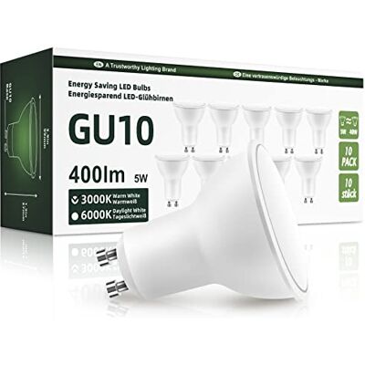 OGADA GU10 LED Lampe, 400 Lumen LED Leuchtmittel, 5 Watt, 3000K warmweiß, 40W Halogenlampe ersetzt, 120 Grad Abstrahlwinkel Reflektorlampe, 10 Stück, DE-GU10-5W-10P OGADA GU10 LED Lampe, 400 Lumen LED Leuchtmittel, 5 Watt, 3000K warmweiß, 40W Halogenlampe ersetzt, 120 Grad Abstrahlwinkel Reflektorlampe, 10 Stück, DE-GU10-5W-10P