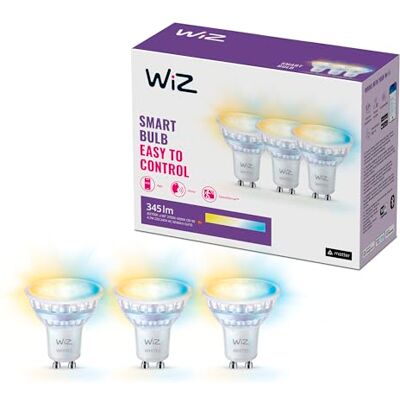 WiZ Tunable White LED Spots GU10 3er-Pack (345 lm), 50 W Glas Spots mit warm- bis kaltweißem dimmbarem Licht, smarte Lichtsteuerung über WLAN per Stimme/App WiZ Tunable White LED Spots GU10 3er-Pack (345 lm), 50 W Glas Spots mit warm- bis kaltweißem dimmbarem Licht, smarte Lichtsteuerung über WLAN per Stimme/App