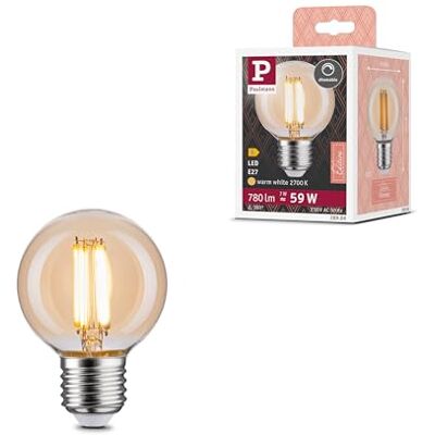 Paulmann 28986 Filament 230V LED Globe G60 E27 7W 230V 780lm dimmbar 60mm Gold Glas 2700K Warmweiß Leuchtmittel Paulmann 28986 Filament 230V LED Globe G60 E27 7W 230V 780lm dimmbar 60mm Gold Glas 2700K Warmweiß Leuchtmittel