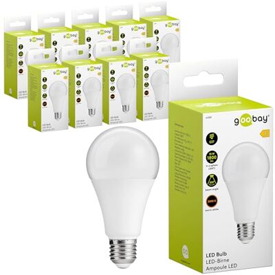 goobay 74112 E27 LED Birne 15 Watt/LED Birne für E27 Fassungen/Warmweiß Lampe/Energiesparende Birne/Mattierte LED Birne/LED Leuchtmittel/Ersatz für Glühbirne/Weiß / 10 Stück goobay 74112 E27 LED Birne 15 Watt/LED Birne für E27 Fassungen/Warmweiß Lampe/Energiesparende Birne/Mattierte LED Birne/LED Leuchtmittel/Ersatz für Glühbirne/Weiß / 10 Stück