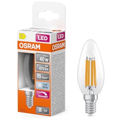 Osram LED Retrofit CLASSIC B DIM in B-Form, LED-Lampe, Glas, klar, 3,4 W, 470 lm, 4000 K, Dimmbar, CRI 80 Osram LED Retrofit CLASSIC B DIM in B-Form, LED-Lampe, Glas, klar, 3,4 W, 470 lm, 4000 K, Dimmbar, CRI 80