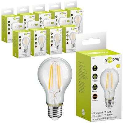goobay 74097 Filament LED Birne 4W / Kerzenform/Glühbirne warmweißes Licht 2700K / LED Birne für Kronleuchter/Lampe mit geringer Wärmeentwicklung/Nicht dimmbar / 4kWh/1000h Kristallklar / 2 Stück goobay 74097 Filament LED Birne 4W / Kerzenform/Glühbirne warmweißes Licht 2700K / LED Birne für Kronleuchter/Lampe mit geringer Wärmeentwicklung/Nicht dimmbar / 4kWh/1000h Kristallklar / 2 Stück