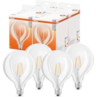 Osram LED Star Globe125 LED Lampe für E27 Sockel, Globe-Form, FIL, 806 Lumen, warmweiß (2700K), Ersatz für herkömmliche 60W Glühbirnen, nicht dimmbar, 4er-Pack Osram LED Star Globe125 LED Lampe für E27 Sockel, Globe-Form, FIL, 806 Lumen, warmweiß (2700K), Ersatz für herkömmliche 60W Glühbirnen, nicht dimmbar, 4er-Pack
